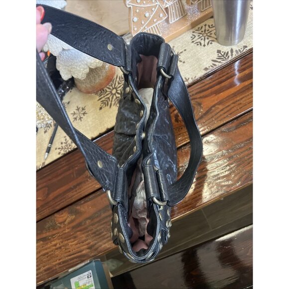 Kooba Studded Tote Bag Handbag Leather Black Y2K Biker Baddie Purse - Picture 10 of 16